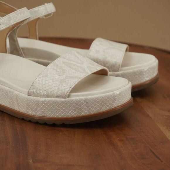 Naturalizer Womens Zane Platform Ankle Strap Sandals Size 8 M White Snake Print - Picture 2 of 9
